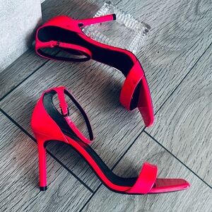 Yves Saint Laurent YSL “Amber” 85 Strappy Heels Sandals in Hot Pink